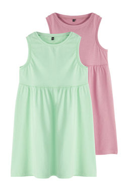 Pembe-Mint K?z Cocuk Basic Kolsuz Mini Orme Elbise TKDSS25EL00015