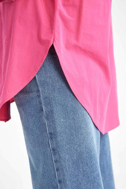 Базовая рубашка оверсайз из поплина, туника из 100% хлопка - Defacto фото 6