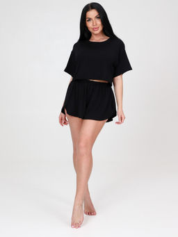 674 ПИЖАМА ЖЕНСКАЯ (шорты) (Черный) - А-дина фото 2