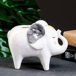 Декоративный горшок для цветов «Слон Платон», 500 мл, 15.5×8.5×12.5 см, керамический, белый