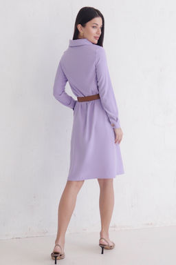 Платье-рубашка из микровельвета лавандовое - Martichelli фото 21