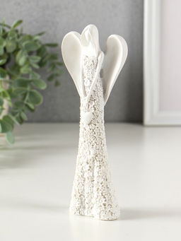 Фигурка полистоун Безликий ангел в цветочном белом платье с сердцем, 20 см, МИКС