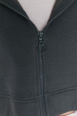 TRENDYOLMILLA Ekru Basic Fermuarl? Kapusonlu Crop Kal?n Ici Polarl? Orme Sweatshirt TWOAW20SW0660  фото 10