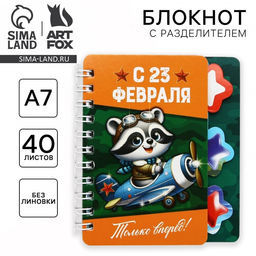 Цена за 2 шт. Блокнот А7, 40 л. с разделителями С 23 февраля