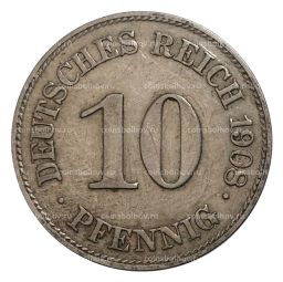 Монета 10 пфеннигов 1908 года Е Германия