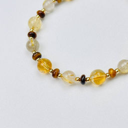 Браслет регулируемый из Цитрина, Тигрового глаза и Рутилового кварца "Манипура" от 16 см