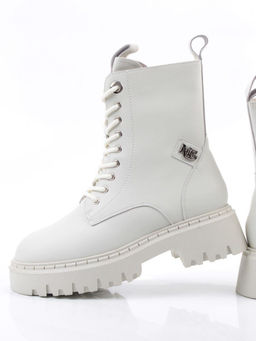 04-PAX85-2Z MILK Ботинки зимние женские (натуральная кожа, 100% шерсть)