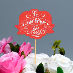 Цена за 5 шт. Топпер С любовью для тебя, 7,9 х 6 см