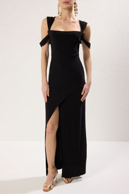 TRENDYOLMILLA K?rm?z? Kol Detayl? Orme S?k Maxi Abiye & Mezuniyet Elbise TPRSS25AE00095  фото 3