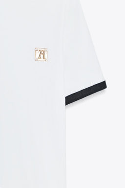 ZARA T-SHIRT WITH TRIM AND BROOCH  фото 7