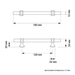 Ручка-скоба CAPPIO PK106, м/о 128 мм, d=12 мм, пластик, цвет прозрачный/хром