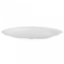 "Русь" Блюдо овальное фарфоровое 254х187х25мм, белый, рельефный декор, волнистый край (Китай)