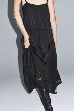 Vestido de sat?n con inserci?n de encaje - H&m фото 8