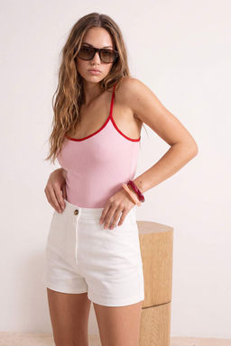Beyaz Pamuklu Gabardin Mini _ort & Bermuda TWOSS25SR00210