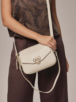 Женская сумка кросс-боди Azaro 3684 бежевый лен/мороко