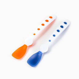 Ложки детские для кормления, термочувствительные, 16.5 см, 2 шт., цвет синий/оранжевый