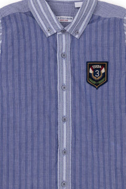 Темно-синяя рубашка с длинным рукавом для мальчика - U.s. polo assn фото 3