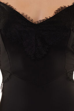 Siyah Dokuma Dantel K?sa S?k Abiye Elbise TPRSS24EL00106 - Trendyolmilla фото 4