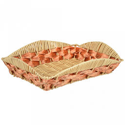 Корзина-сухарница плетеная Береста 33х24,5см h7,5см, полипропилен, карамельный, ажурный край, металлический каркас, форма прямоугольная (Китай)