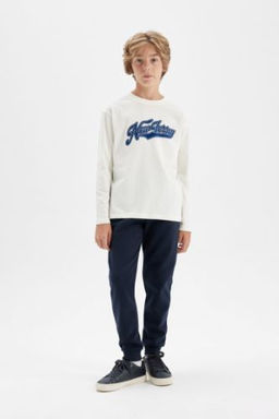 Erkek Cocuk Lacivert Beli Pacas? Lastikli Cepli Jogger Okul Esofman Alt?