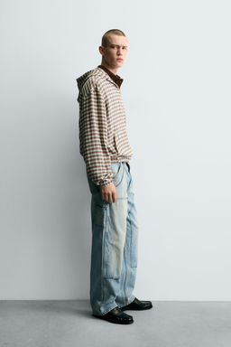 HOODED CHECK OVERSHIRT