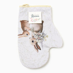 Варежка-прихватка Доляна Зайчата 20х28 см, 35% хл, 65% пэ, ватин 250 г/м2  фото 9