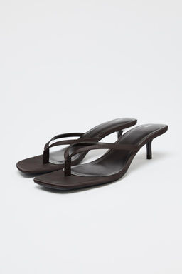 SATIN KITTEN-HEEL SANDALS - Zara фото 4