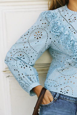SHIRT WITH CUTWORK EMBROIDERY - Zara фото 2