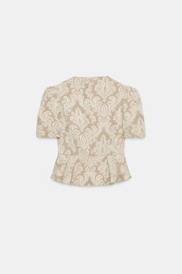 BLAZER PEPLUM JACQUARD / Crudo / Beige - Zara фото 5