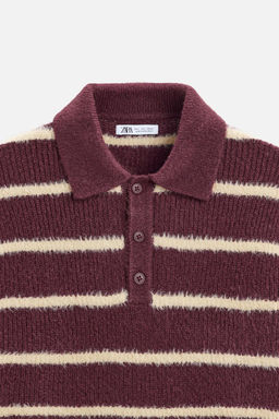 TEXTURED STRIPED KNIT POLO SWEATER - Zara фото 16