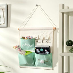 Органайзер подвесной с карманами Доляна «Мяу», 3 отделения, 30×34 см, бирюзовый