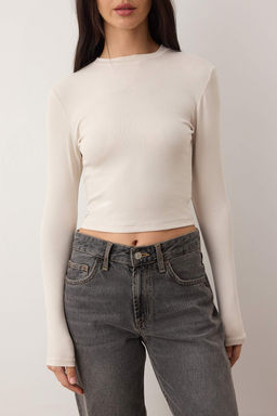 Tas-Koyu Kahverengi Ikili Paket Crop/K?sa Fitted/Vucuda Oturan Orme Bluz TWOAW25BZ00061