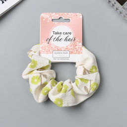 Цена за 3 шт. Резинка для волос «Орбита», цветы лето, 10 см, зелёно-белая