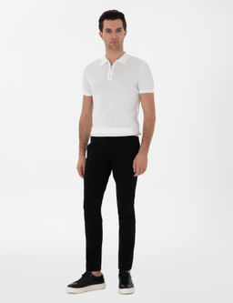 Siyah Slim Fit Pamuk Kar___ml_ Kanvas Pantolon