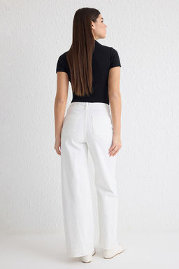 TRENDYOLMILLA Beyaz Dugme Detayl? Yuksek Bel Wide Leg Jeans TWOSS25JE00183  фото 5