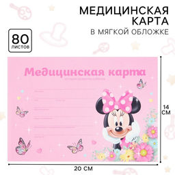 Цена за 2 шт. Медицинская карта ребенка Форма №112/у, 80 листов, Минни Маус