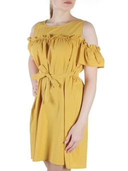 827 YELLOW Платье хлопковое с поясом Fashion
