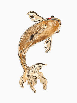Брошь «Рыба карп», бордовая в золоте