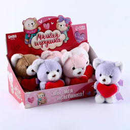 Цена за 6 шт. Мягкая игрушка в шоубоксе, мишка, микс