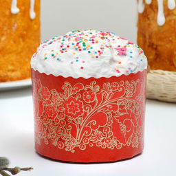 Цена за 60 шт. Форма для кулича бумажная Деко-про «Красная Пасха», 11×8.5 см, МИКС