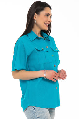 Рубашка Отличная (лён, бирюза) - Diolche фото 4