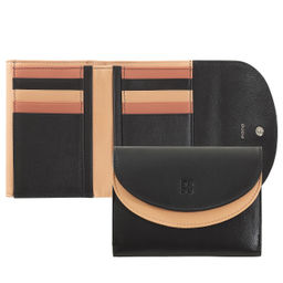 Итальянский женский кожаный кошелек DuDu серии Galapagos | черно-розовый