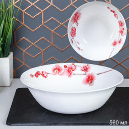Салатник 560 мл 175 мм тарелка глубокая / 25/YGB-220 (6755) /уп 6/ 48/ Орхидея на ветке