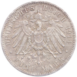 5 марок 1914 года E Германия (Саксония)