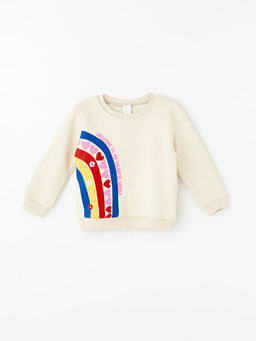 Bisiklet Yaka Uzun Kollu Bask?l? K?z Bebek Sweatshirt