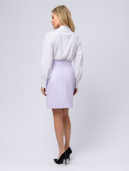 Юбка лавандового цвета из искусственной кожи длины мини - 1001dress фото 3