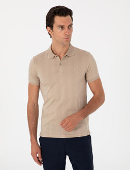 Vizon Slim Fit Desenli Polo Yaka T-shirt