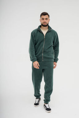 517 Костюм мужской на молнии, флис, темно-зеленый - Knitka wear фото 2