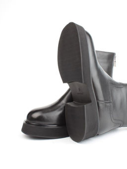 04-HJM396 BLACK Ботинки зимние женские (натуральная кожа, натуральный мех)