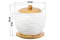 Сахарница Elan Gallery Айсберг волны 620 мл 12×12×12 см с ложкой и крышкой на подставке  фото 2